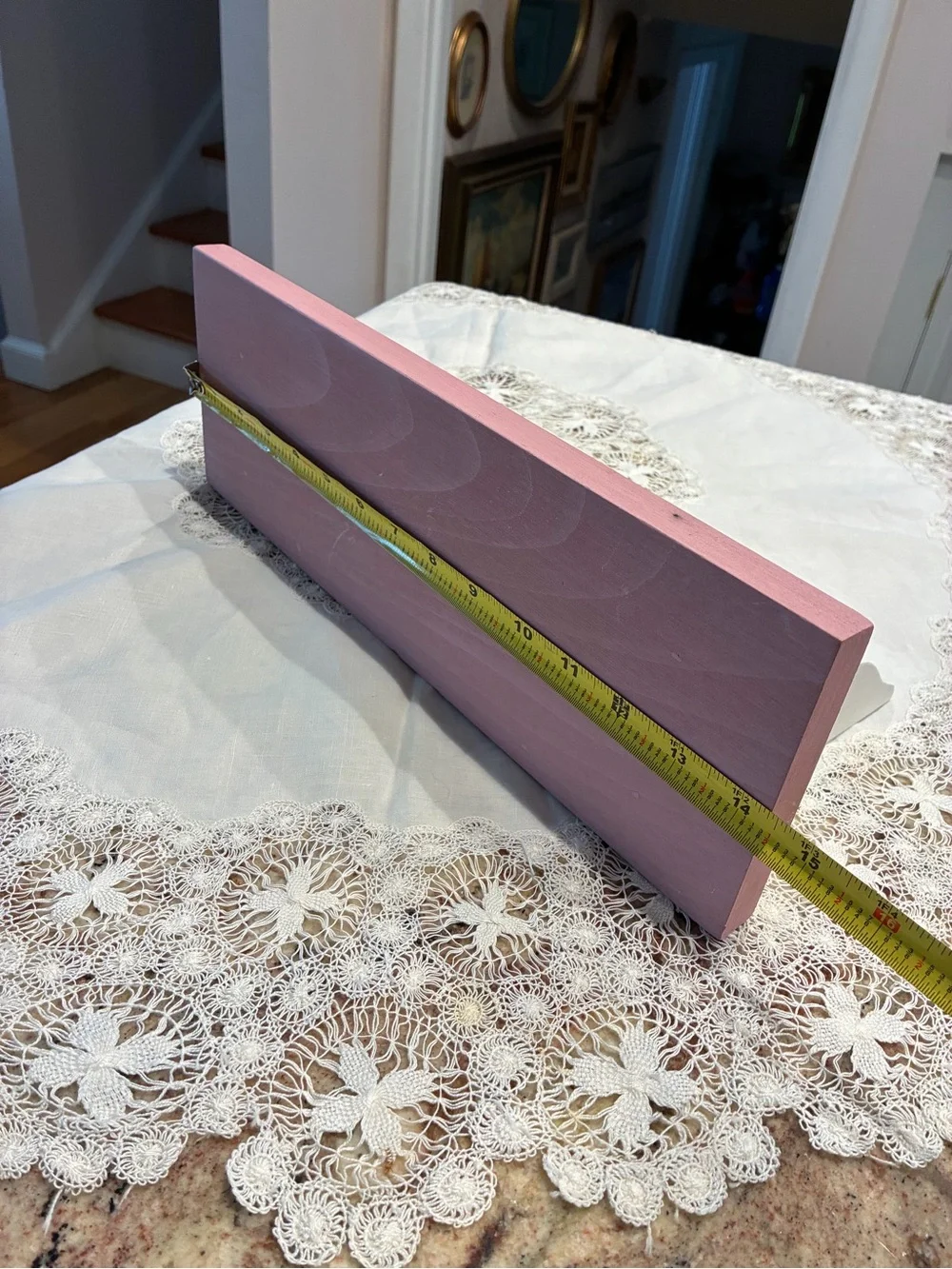 Hand-Painted Pink and White Floral Wood Shelf